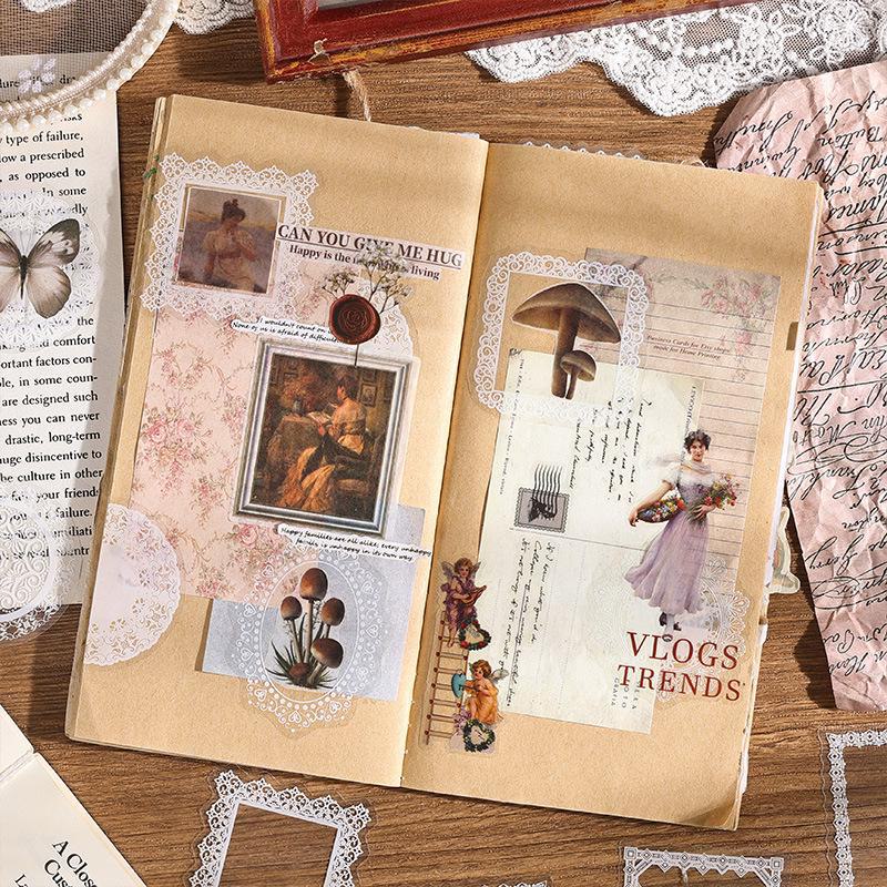 Декоративные наклейки из ПЭТ с кружевным узором для самостоятельного изготовления коллажей и справочников