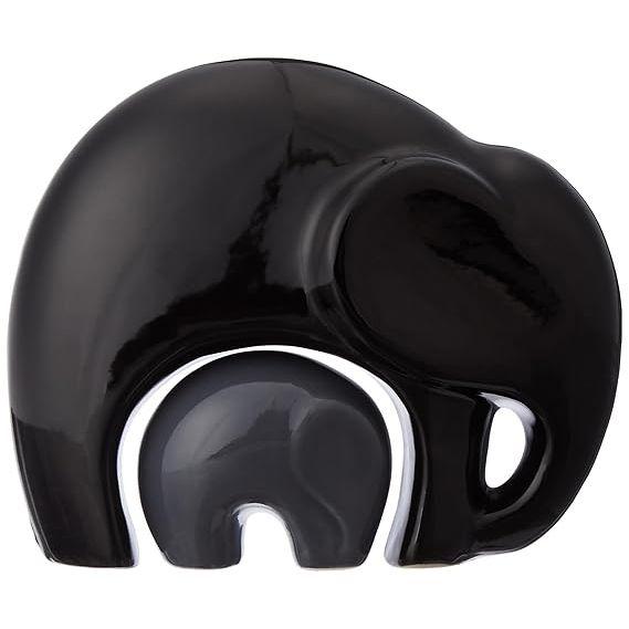 Новый домашний декор Happy Charm Elephant Mother and Child Set | Керамические фигурки с отделкой Piano Finish (Набор из 2 предметов, черный и серый)