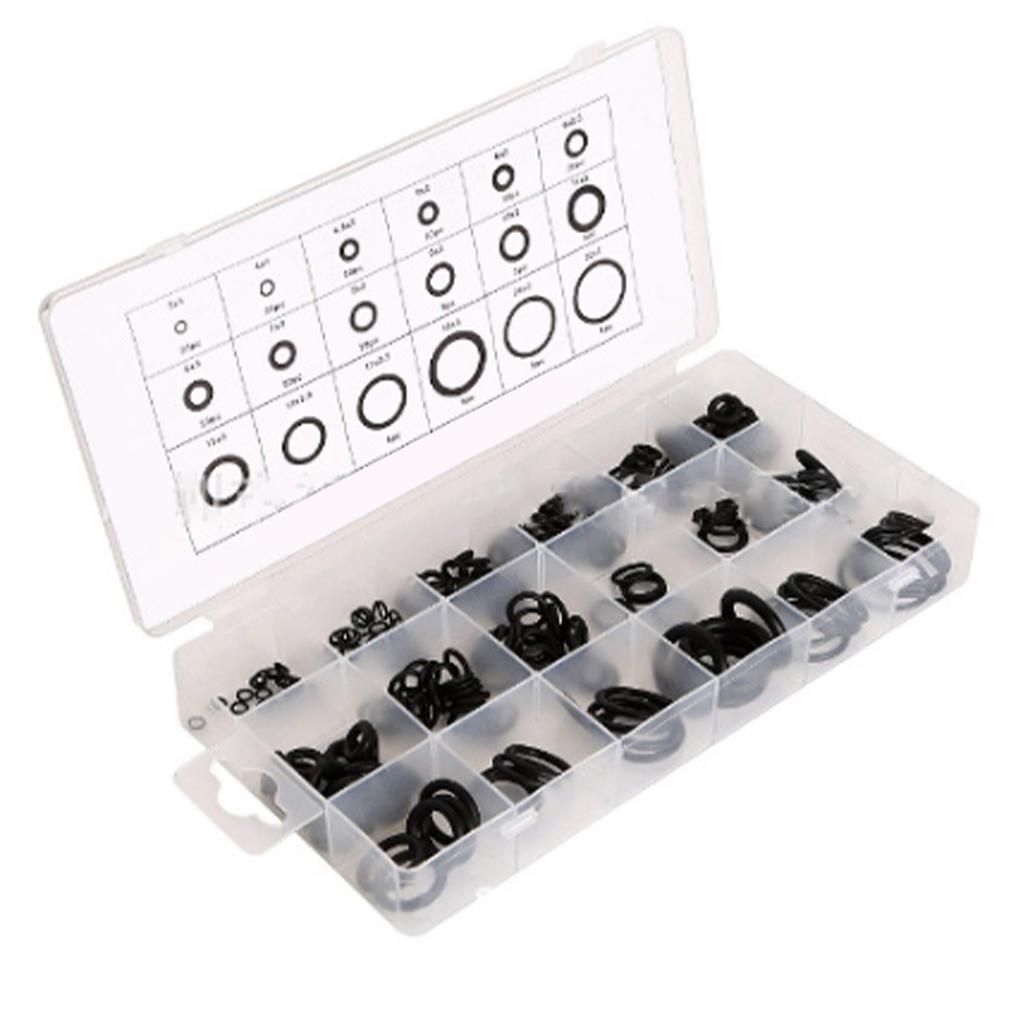 225 шт. резиновых колец O-образного сечения, набор метрических водонепроницаемых уплотнительных колец, комплект шайб NBR, черный
