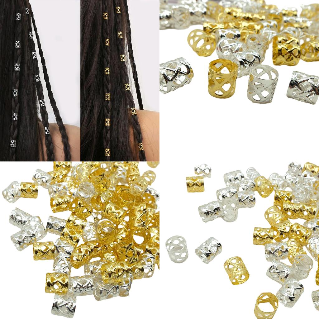 100PCS Hair Braid Dreadlock Beads Cuffs Clips Braid Spiral Braid Hair Extension for Accessories Hair Ring Mixing Color