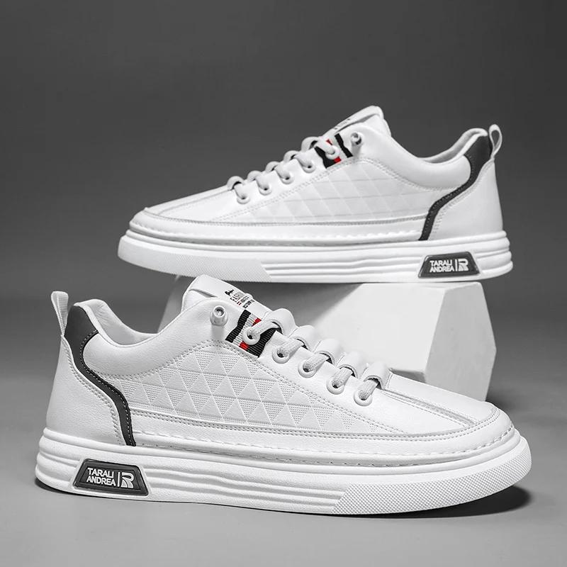 Обновите свой стиль с помощью мужских кроссовок Vulcanize Shoes White Leather Casual Shoes