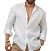 Осенне-весенняя мужская рубашка с отложным воротником, однобортная, свободная, с длинными рукавами, на пуговицах, кардиган средней длины, повседневная одежда, топ