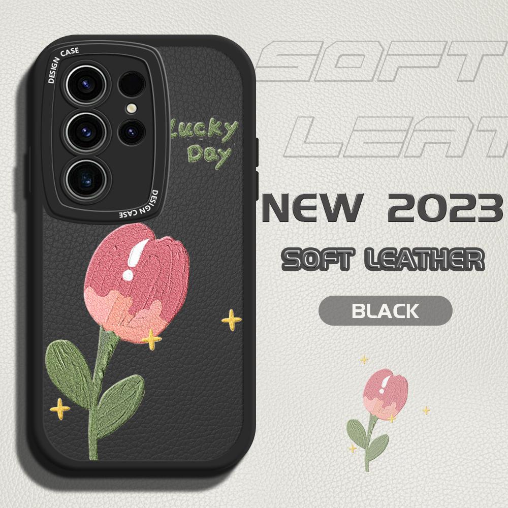 Чехол из искусственной кожи с цветком для Vivo V23E Y15 Y91 Y51 OPPO A9 Reno8 6 Realme 10 Pro C21 C12 C15 C35 Huawei Nova 7i P30 Lite Infinix Hot 10S, чехол для телефона