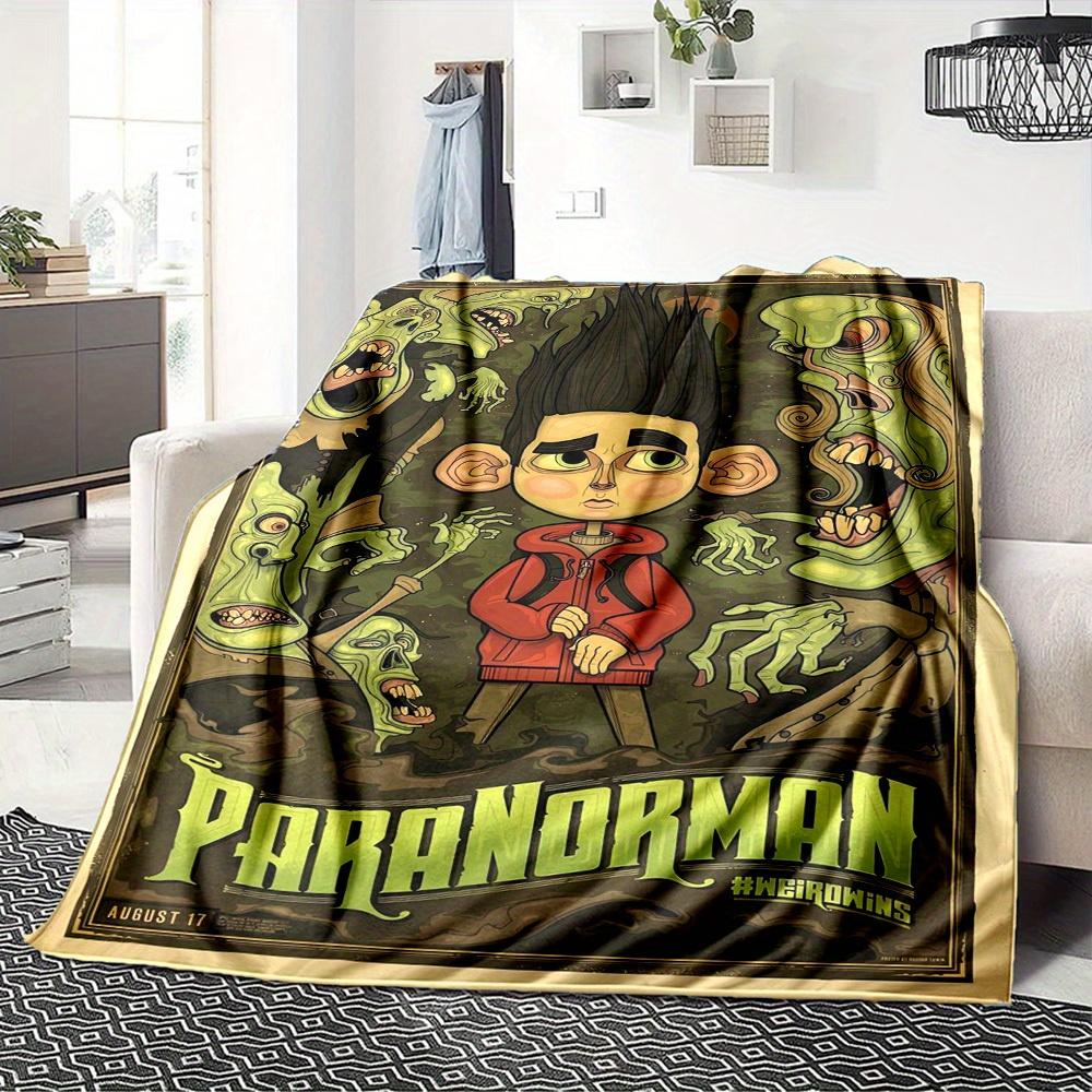 1pc Flannel Blanket, Paranorman,Zombies,Supernatural Pattern Printed Blanket, Sofa Bed Sofa Car Office Camping Travel Warm And Comfortable S