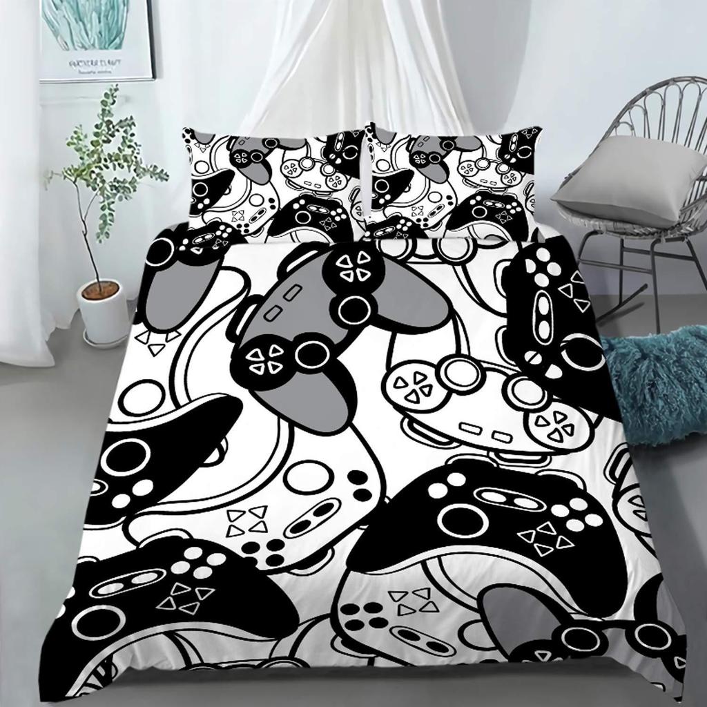 Gamepad Pattern Three-Piece Set Suitable For Boys And Girls Bedroom Decoration Duvet Set