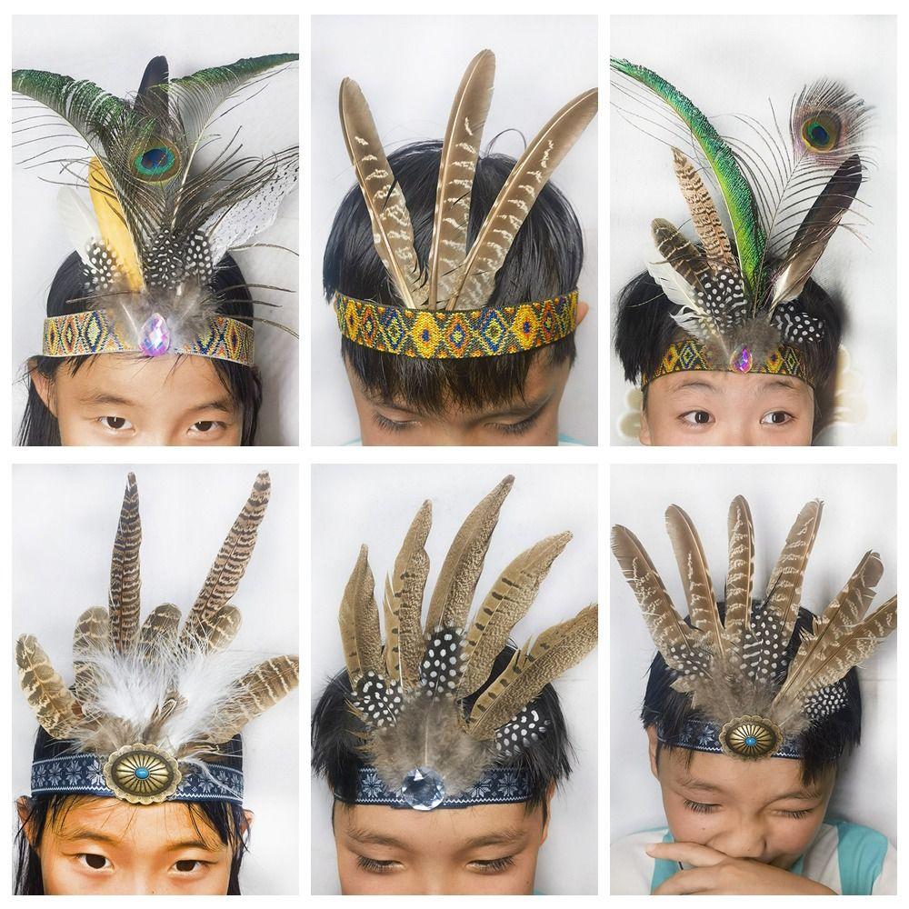 Colorful Feathered Hairband Ethnic Style Indian Hairband Fashion Hair Ornament Special Occasion