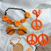 Hippie Peace Sign Costume Set Halloween Party Colorful Earrings Necklace Adult Cosplay Accessories