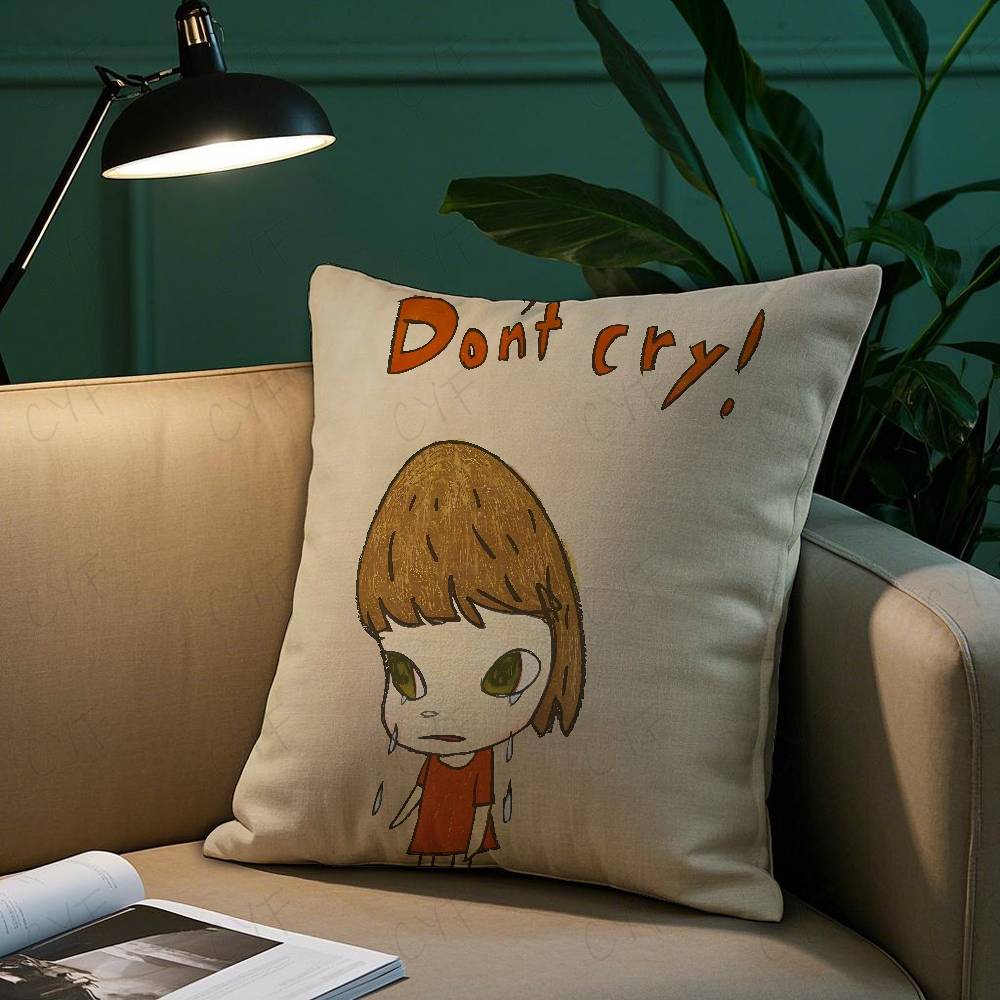 Yoshitomo N-N-Nara Pillow Case Safe Custom Photo Pillow, Anti-fade Brushed Fleece Cushion, Maternal & Infant Safe.