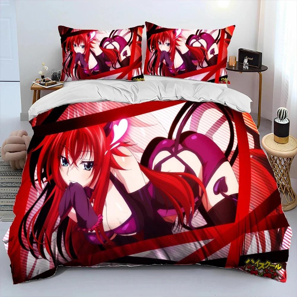 Sexy Girl High School DxD Anime Comforter Bedding Set,Duvet Cover Bed Set Quilt Cover Pillowcase,king Queen Size Bedding Set Boy