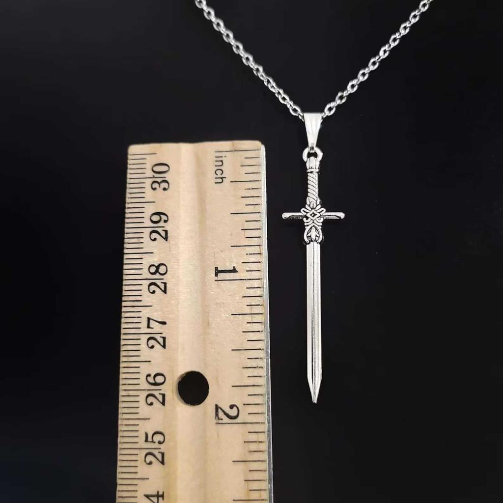 Gothic Sword Pendant, Cross Chain, Dark Style Necklace, Stainless Steel Chain for Men and Women