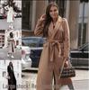 2025 V-neck Tie-Up Wool Coat: Autumn/Winter Long-Sleeved Women's Fashion