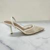 Fashion 2025 Spring And Summer Wear Fashion Shallow Mouth Pointed Net Rhine-Diamond Pearl After Empty High-Heeled Sandals Women'S Shoes