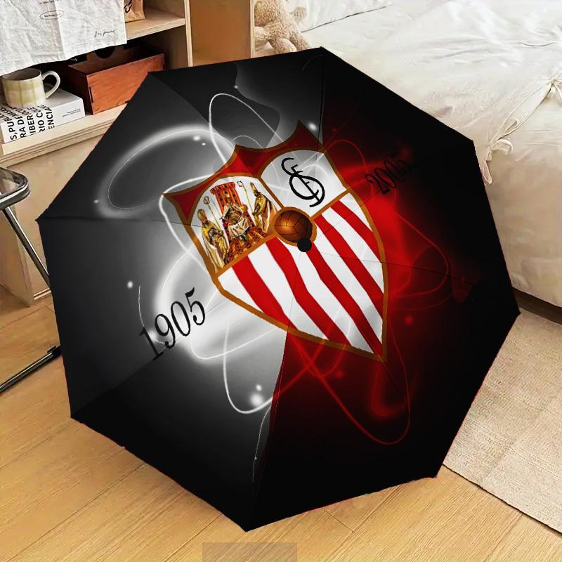 Football Sevilla Artwork Automatic Folding Umbrella - 8-Rib Travel Umbrella with Auto Open/Close & Portable Gifts for holidays or birthdays