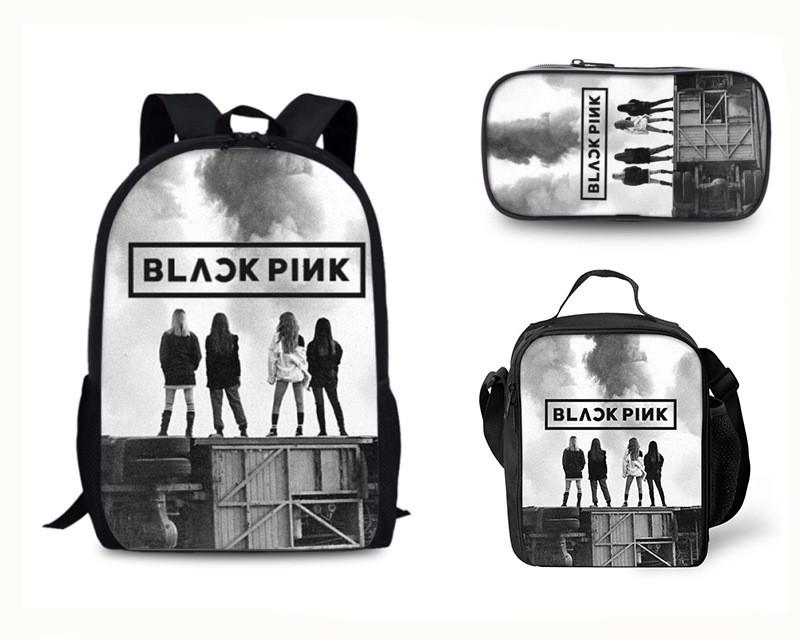 Набор школьных сумок Black Pink с пеналом и сумкой для ланча для подростков и школьников