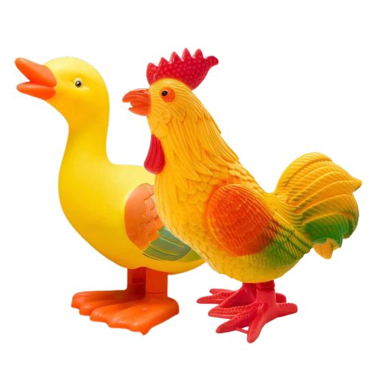 Animal Clockwork Toy Lovely Interesting Jumping Poultry Model Ornament Interactive Toy Plastic Easter Cartoon Rooster Duck Wind-Up Toy Kid