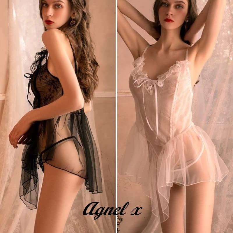 Сексуальное нижнее белье, нижнее белье, ночное белье, цельный комплект X029 [Agnel x] Прозрачный женский (Черный, Свободный)