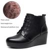 Genuine Leather Autumn Winter Women Boots Warm Plush Ankle Boots Female Wedges Boots Women Platform High Heels Shoes Size 33-43