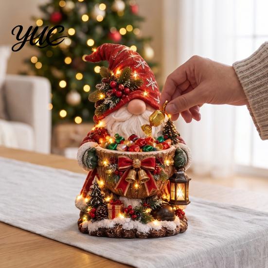 Hand Painted Resin Crafts Christmas Candy Bowl Figurine, Santa Snowman Angel Reindeer Statue, Holiday Home Decor Gifts Treat Holder, Tabletop