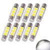 T6.3x28mm LED 3SMD 5050 Fits 28mm/29mm White/White Vanity Visor Room Lamp/Mirror Light/Reading Light/Dome Light,10pcs