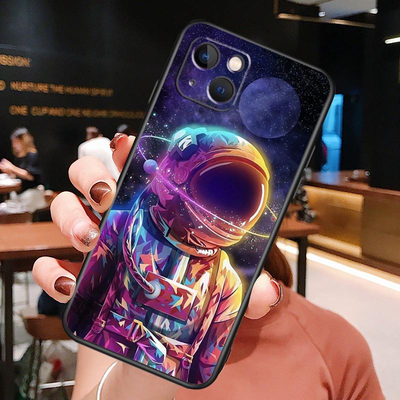 Space Moon Astronaut Phone Case For iPhone 16 Pro Max 14 13 12 11 15 Pro Max Plus 12 13 Mini XR 16e Funda Cover
