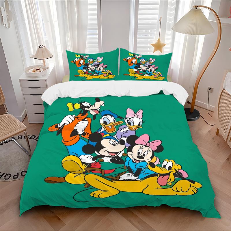 3pcs set Mickey Mouse Pluto1pc of quilt cover+2pcs of pillowcase, no core, print bedding, All Seasons Bedroom Setting024