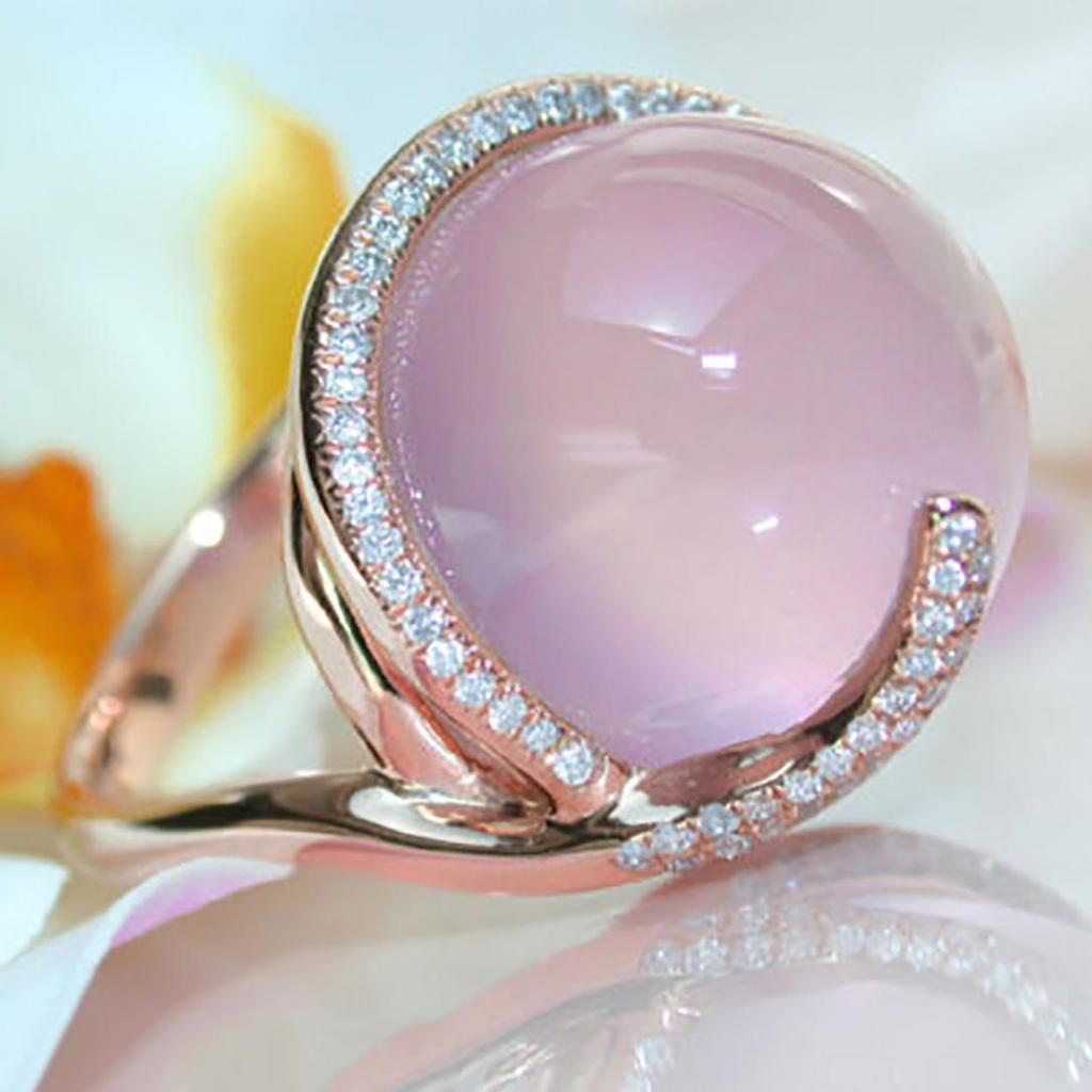 Женское кольцо из искусственного лунного камня со стразами, инкрустированное кольцо на палец, свадебное украшение, подарок