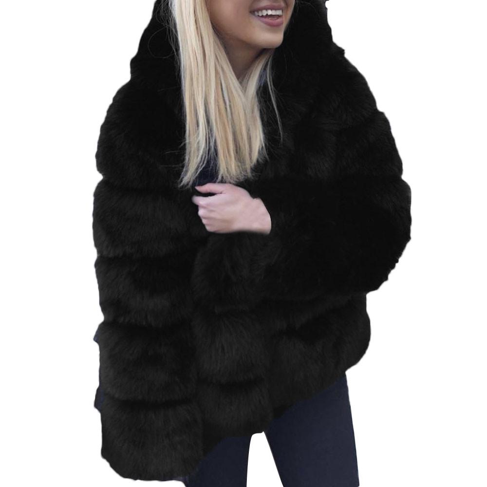 Women Faux Mink Winter Hooded New Faux Jacket Warm Thick Outerwear Jacket