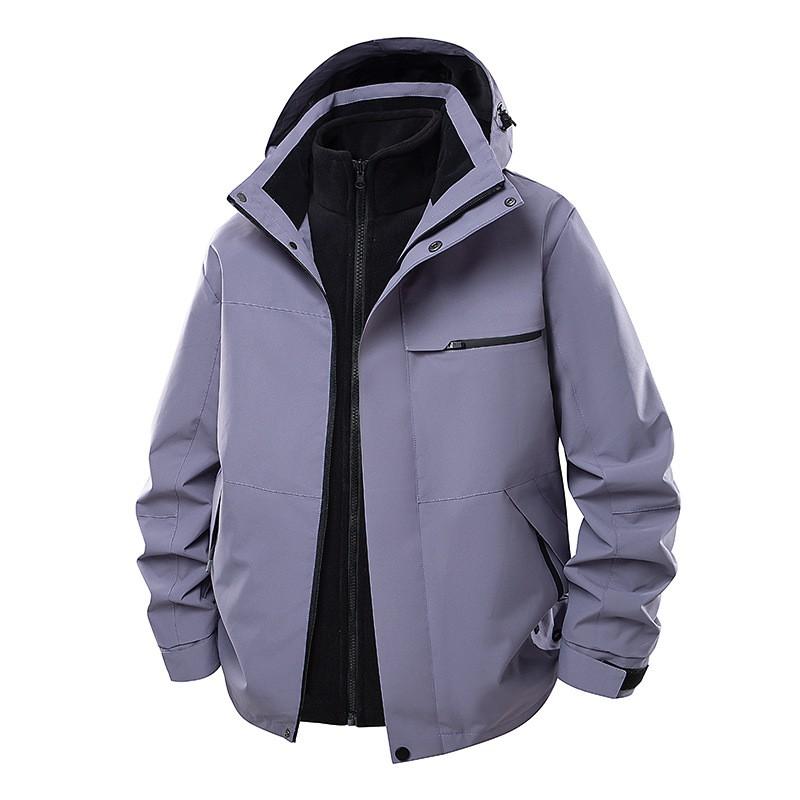 Men Women Waterproof Windproof Hooded 3-in-1 Outdoor Jacket With Removable Fleece Liner Hiking Camping Travel