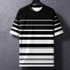 Summer Men's T-Shirt Stripe 3D Print Crew Neck Pullover Business Casual Short Sleeve Tops Men's Casual Oversized Tees Fashion Tops