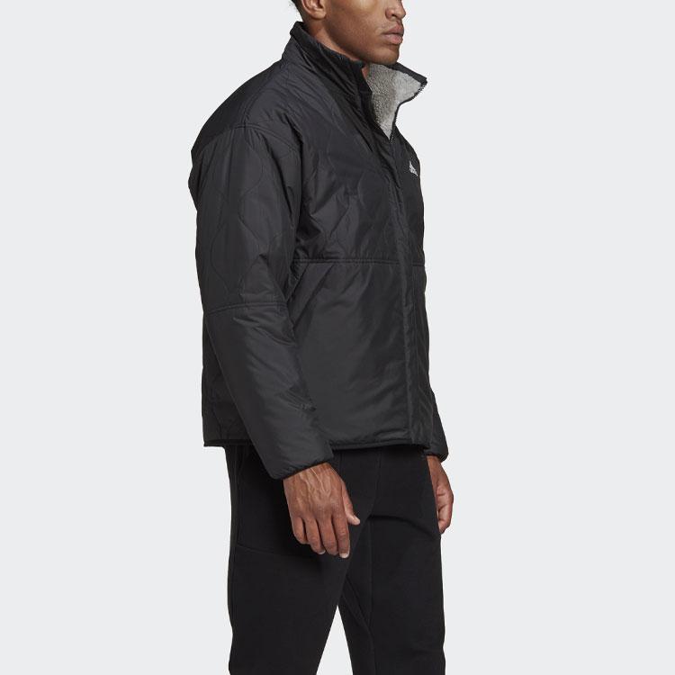 Adidas Двусторонняя хлопковая куртка из шерпа с логотипом, мужская верхняя одежда, средний-конопляно-серый GF0051