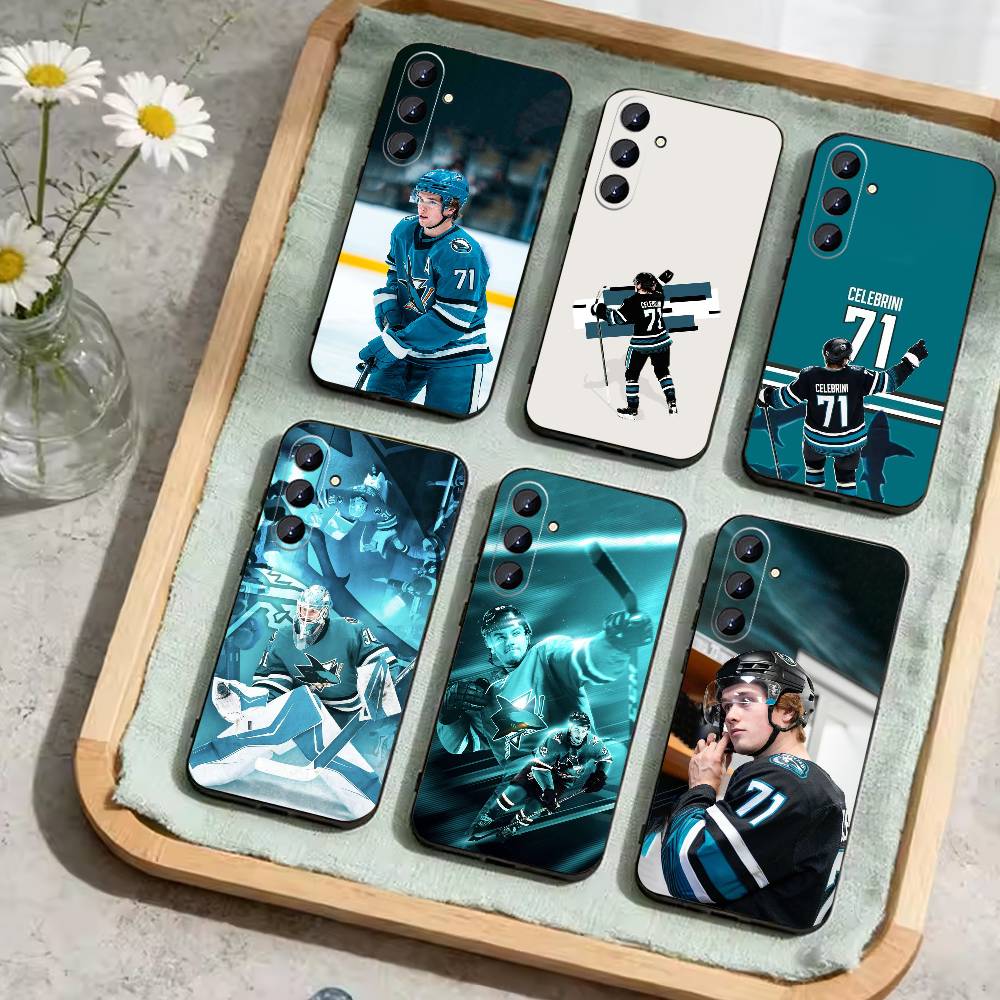 Чехол для телефона San Jose Sharks Macklin Celebrini для Samsung Galaxy A73, A21s, A22, A31, A52, A53, A71, A41, Мягкий черный корпус
