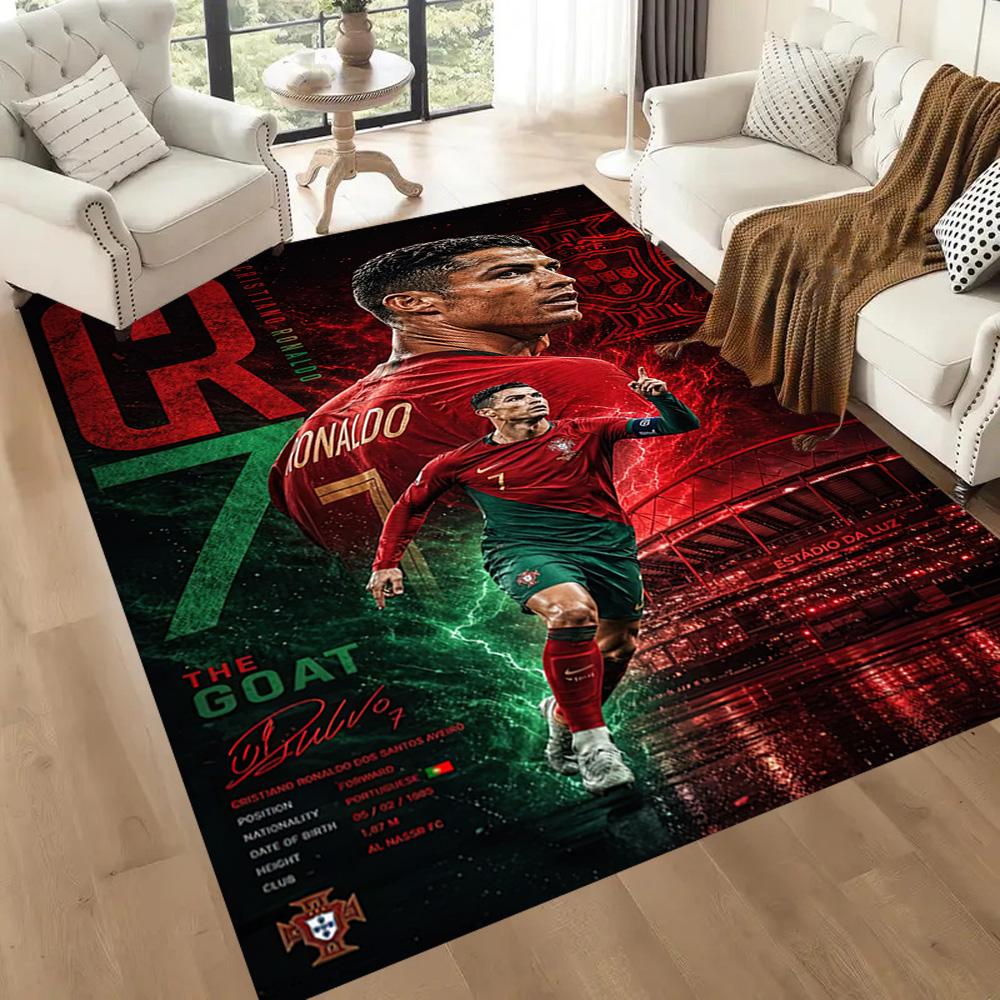 Ronaldo's Iconic Number Seven Square rugs are a great choice for living rooms, bedrooms, home décor, and as gifts.