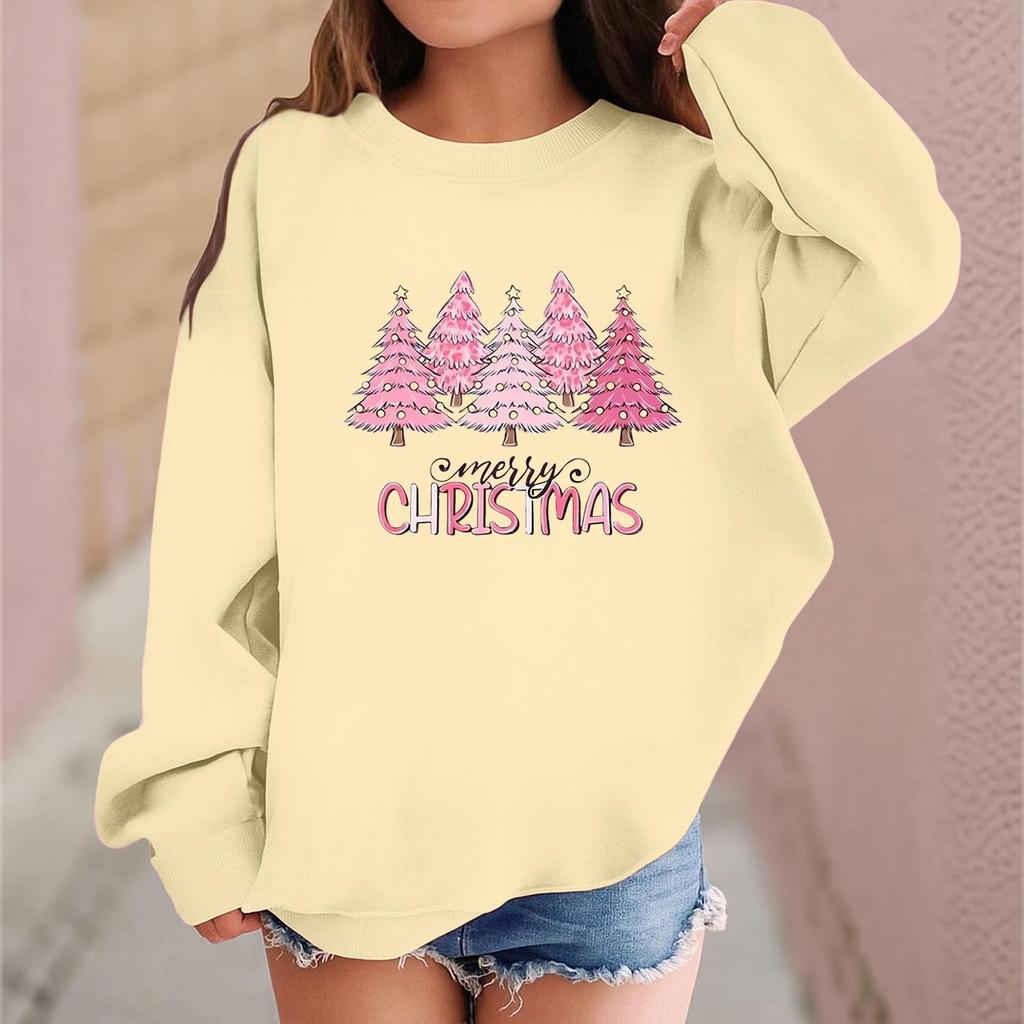 Детский модный повседневный пуловер с длинными рукавами и свободного кроя с рождественским принтом