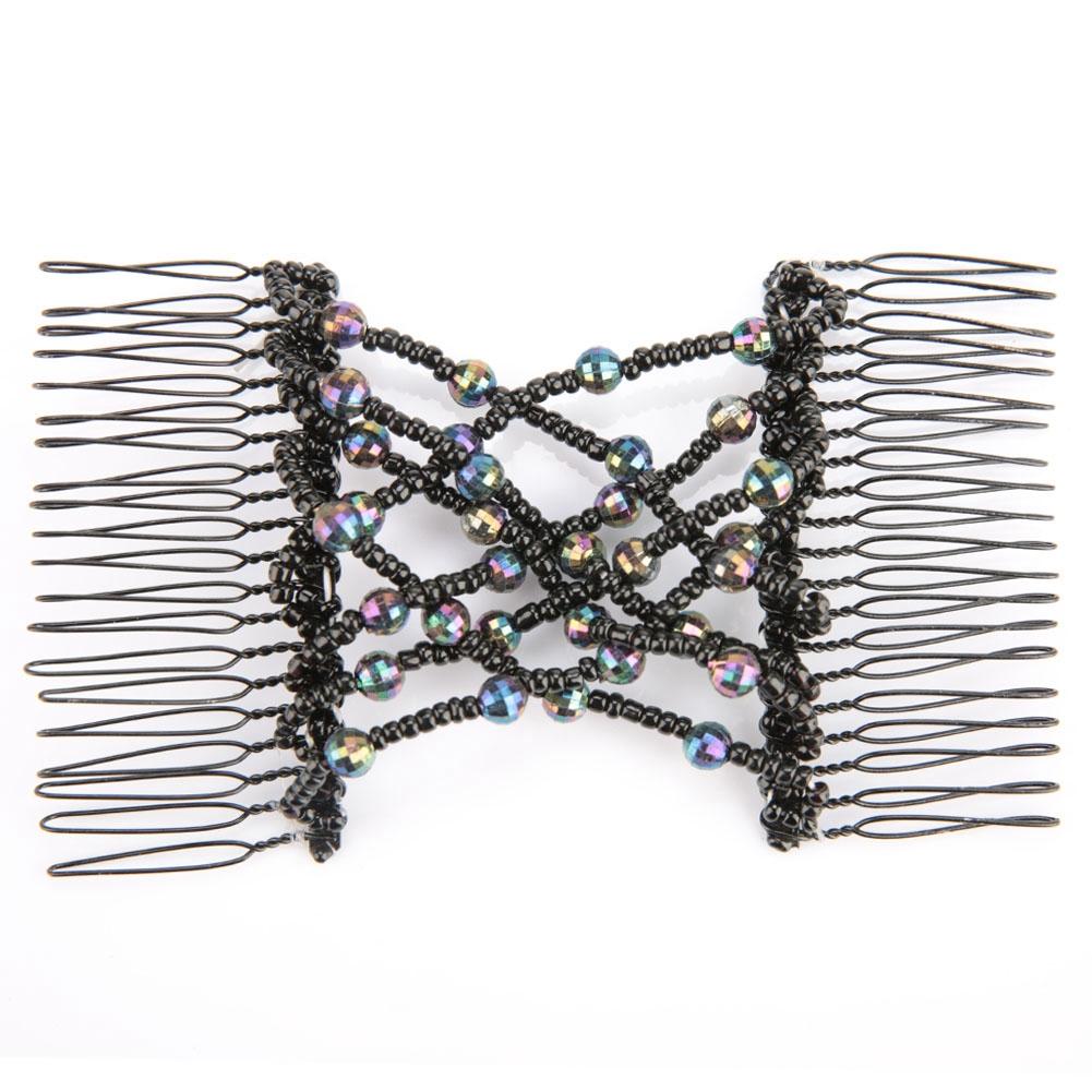 Женщины Девушка Волшебные Легкие Бусины Для Волос Слайд Эластичный Гребень Зажим Эластичная Шпилька Черный