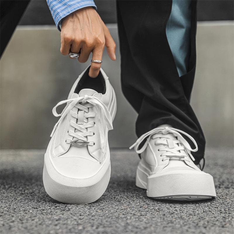 Маленькие белые туфли мужские толстые подошвы увеличивают рост британские старые повседневные туфли с загнутыми носками в паре с такими же туфлями Дерби 66642-J