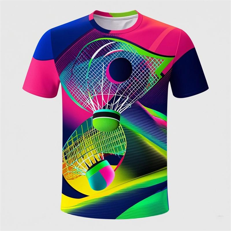 New Badminton 3D Print T-Shirts Shuttlecock Men Women Fashion Streetwear Short Sleeve T Shirt Cool Kids Tees Tops Man Clothing