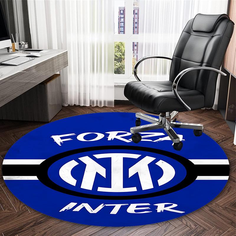 1pc I-Internazionale Milano  Carpet, Round Rug, Comfortable, Suitable for Entryways, Living Rooms, Office, And Bedrooms, Christmas Decoration