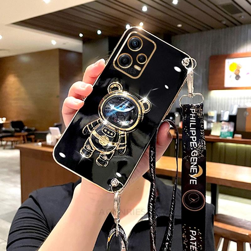 Чехол-подставка Note12 Crossbody Lanyard для Xiaomi Redmi Note 12 Pro Plus 12pro 5g 12s 4g 11s 11 Astronaut Silicone Stand Cover