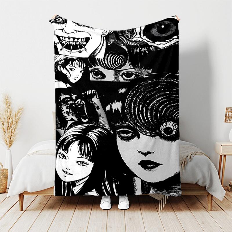 1pc Blanket Thriller Manga Junji Ito Tomie Print Design, Lightweight Blanket for Sofa, Bed- Soft &Warm, Gift for All Seasons like Christmas, Halloween