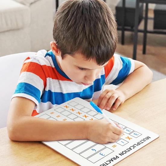 SCRIBBLEDO Dry Erase Multiplication Chart Whiteboard 9" x 12" Multiplication Table Double Sided Times Table Math Manipulatives White Board for Kids