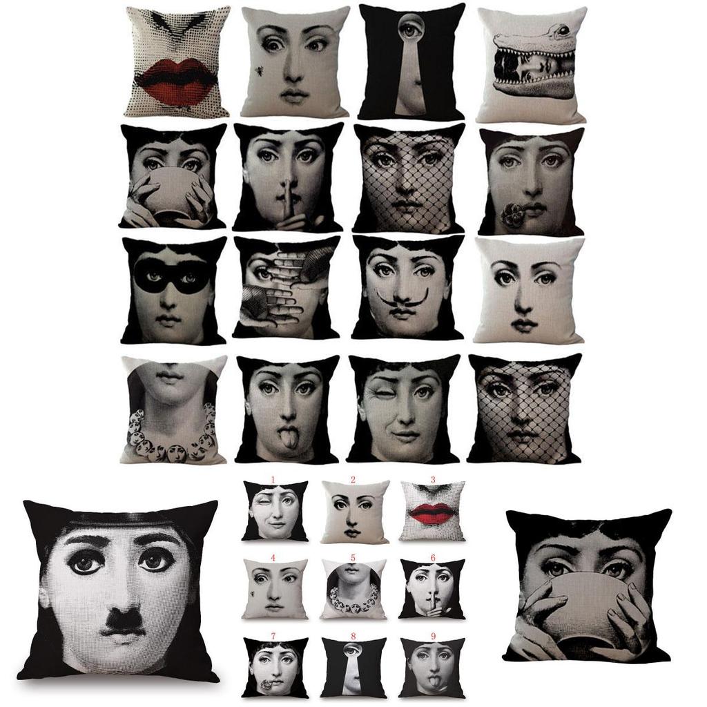 Льняная наволочка Piero Vintage Fornasetti с лицом, накидка на поясничную подушку, новая наволочка