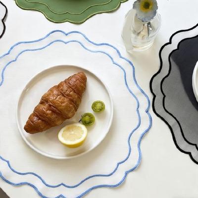 Моющаяся вышитая салфетка в форме цветка, круглая с фестончатыми краями, тканевая, для свадебного банкета, обеденного декора