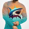 Men's 3D Digital Shark Print Long Sleeve T-Shirt Regular Hiking Random Print