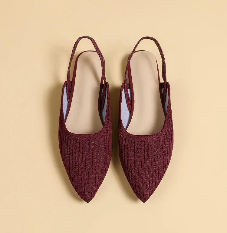 Большие размеры 43 женские сандалии плоские тапочки новые модные дышащие нескользящие туфли для беременных женские трикотажные мягкие однобортные туфли