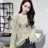 Mohair Hollowed Out Korean Version Sweater for Women Loose and Versatile Thin Style Outer Layer Knitted Sweater Top