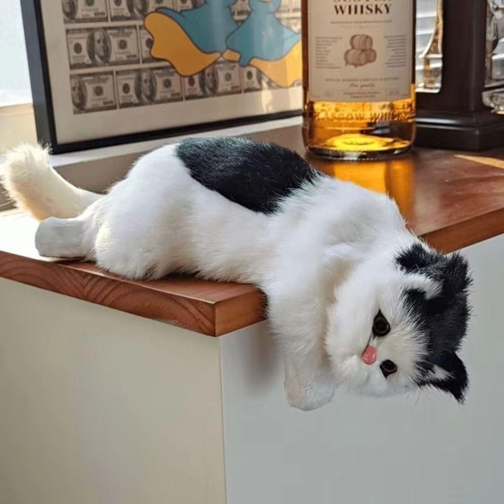 Furry Simulation Cat Hanging Ornament Realistic Fake Cat Model  for Desktop Decor