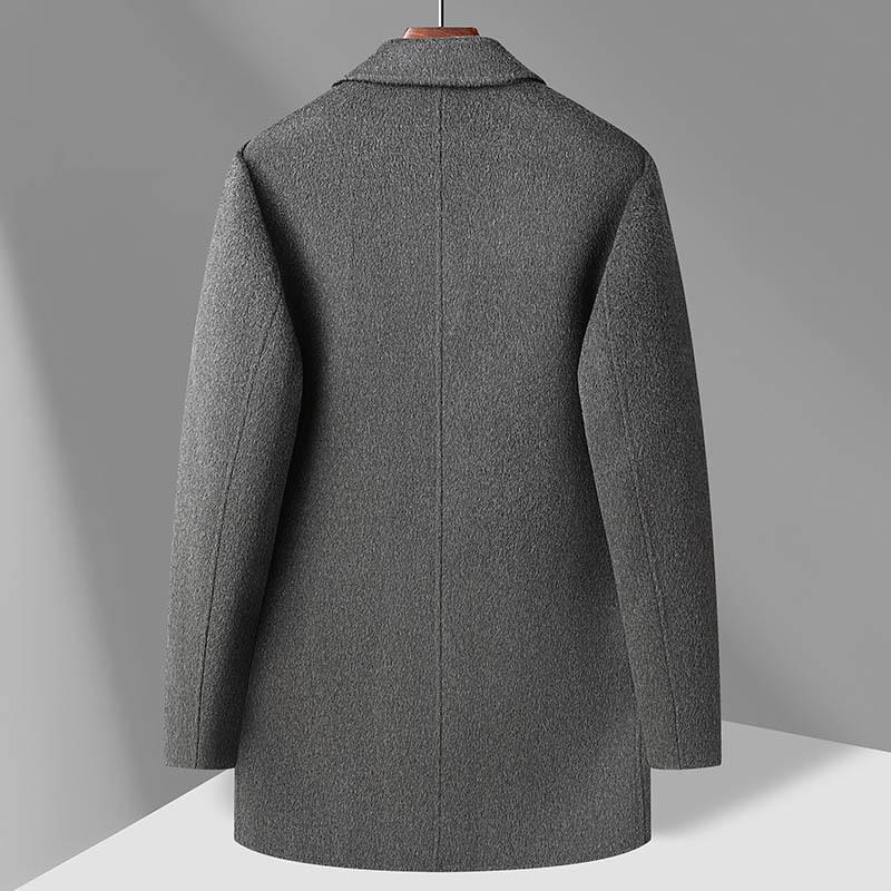 Autumn and Winter New Mid-length 100% Wool Double-sided Woolen Coat Young Men's Double-breasted Coat Jacket for Men