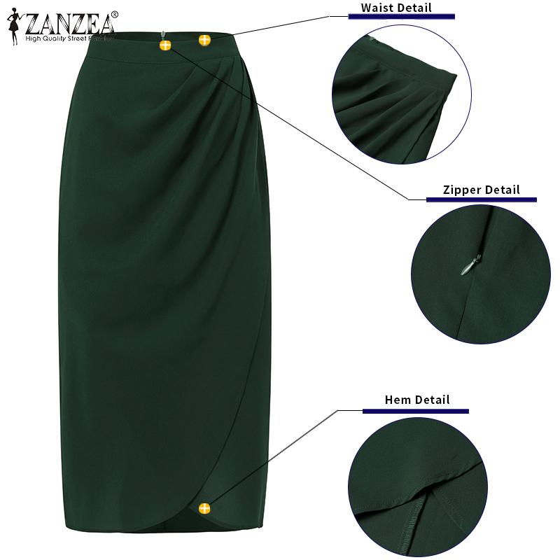 ZANZEA Весенние женские однотонные длинные юбки с нерегулярным подолом
