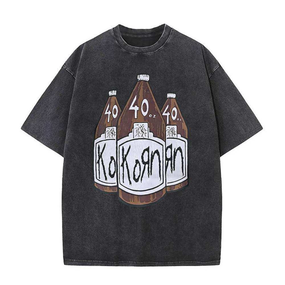 Washed Vintage Korn Elote Letter Graphic T Shirt Men Gothic Tshirts Male Casual Oversized Tshirt Mens Cotton Short Sleeve Tees