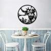 1pc Highland Cow Metal Wall Decor Texas Longhorn Cattle Artwork Animal Wall Art Sticker Interior Living Room/Home Decoration